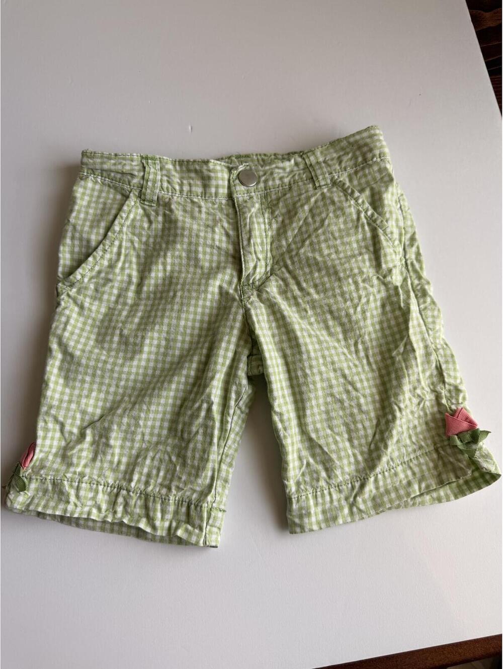 Gymboree Girls Green Gingham Shorts with Tulip Details Size 6